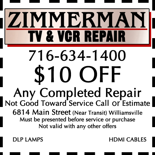 Zimmerman TV, tv repair, vcr repair